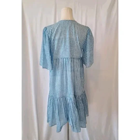 India Collection Emerson Fry Blue 100% Organic Cotton Isla Mini Dress XS Small